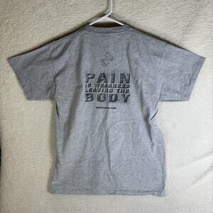 Vintage Marines Shirt Mens Large Gray USA Made Graphic Tee Single Stitch 90s